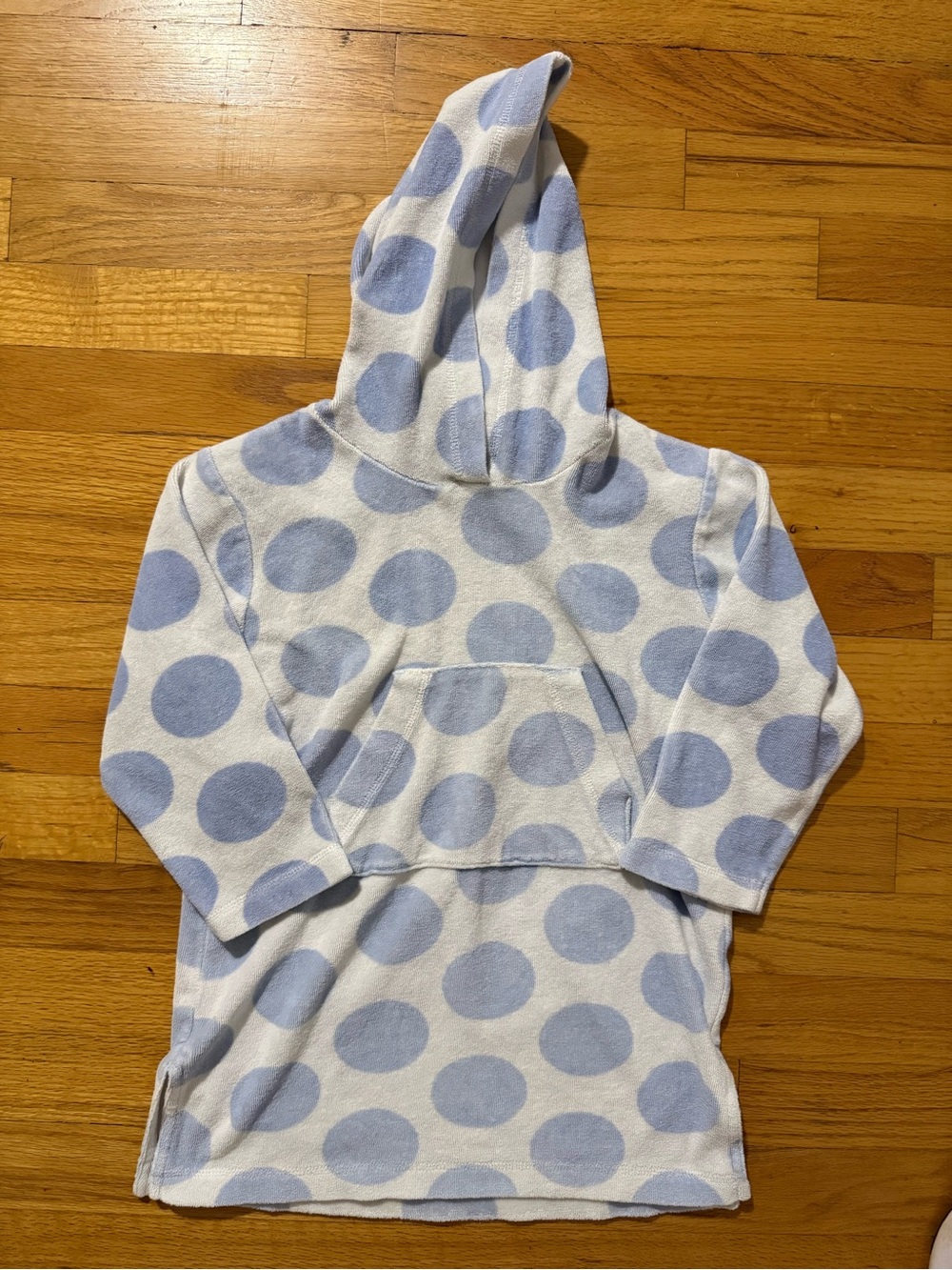 Mini Boden Hooded Polka Dot Terry Cloth Beach Tunic